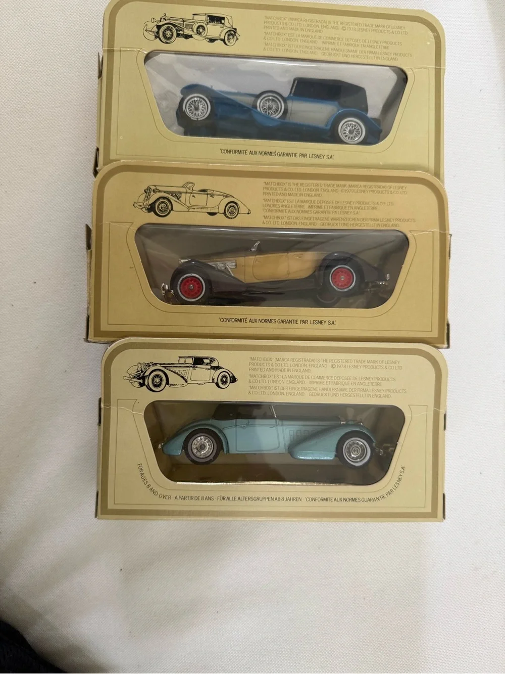 NIB set of 3 models of yesteryear matchbox cars